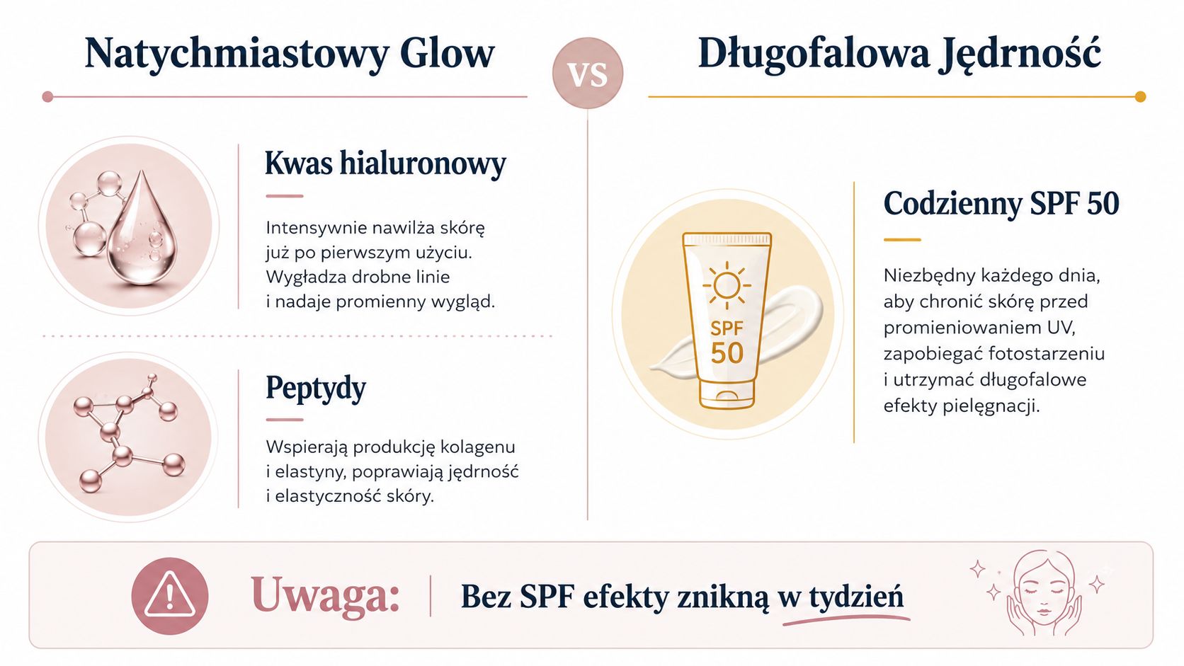 Porównanie składników nawilżających dla blasku skóry oraz ochrony przeciwsłonecznej SPF 50 dla długotrwałej jędrności cery.