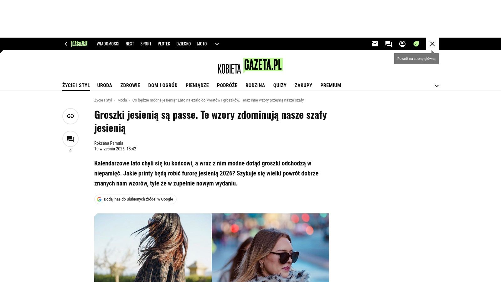 Gazeta.pl (serwis Kobieta), „Jakie wzory zdominują jesień 2026”